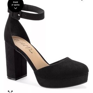 Black suede wild pair Birdey Dress Round toe pump